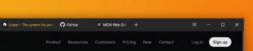 Tab bar and toolbar icons revealing on hover